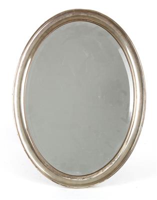 großer ovaler Jugendstilspiegelrahmen aus Silber zum Aufstellen, Wien, 1872-1922, - Jugendstil und Kunsthandwerk des 20. Jahrhunderts