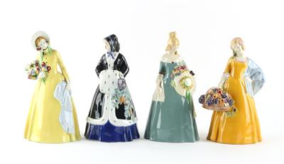Johanna Meier-Michel, four season figurines, designed in 1912/14, executed by WKKW, - Secese a umění 20. století