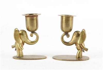 Pair of candleholders in the form of elephants, Werkstätten Hagenauer, Vienna, - Secese a umění 20. století