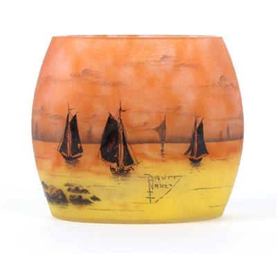 Vase mit Segelbooten, Daum, Nancy, 1905/14, - Jugendstil und Kunsthandwerk des 20. Jahrhunderts