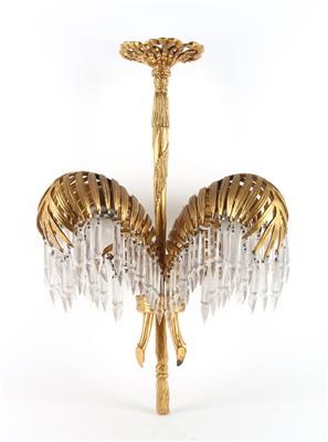 Four-armed "Palmluster" chandelier, designed c. 1914, probably executed by E. Bakalowits, Söhne, Vienna, - Jugendstil and 20th Century Arts and Crafts