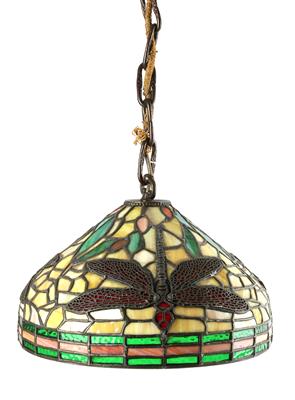 Hangelampe mit Libellen und farbiger Bleiverglasung - Jugendstil e arte applicata del XX secolo