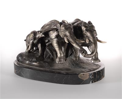 Bruno Zach (Zhytomyr 1891- 1945 Vienna), a family of elephants (three elephants), Vienna, c. 1930 - Jugendstil e arte applicata del XX secolo