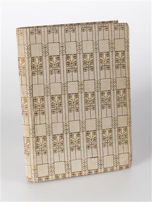 Buchumschlag von Josef Hoffmann, Wiener Werkstätte mit eingebundenem Buch Oscar Wilde, "Intentionen" - Jugendstil und Kunsthandwerk des 20. Jahrhunderts