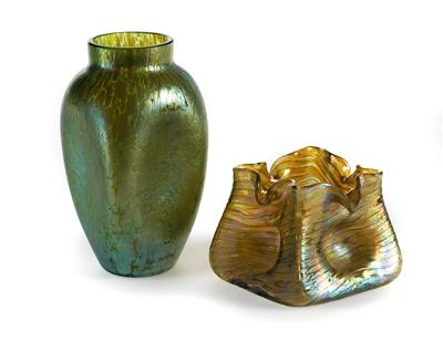 A vase by Johann Lötz Witwe, Klostermühle, c. 1900 and a vase by Wilhelm Kralik Sohn, Eleonorenhein, 1900 - 1905 - Jugendstil and 20th Century Arts and Crafts