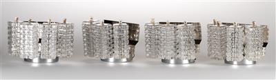 Four wall lamps with four glass elements each, c. 1960/70 - Jugendstil and 20th Century Arts and Crafts