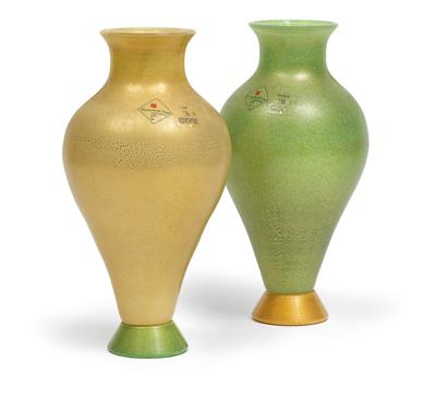 Paar Vasen, Ausführung: Barovier  &  Toso, Murano, ab 1985, - Jugendstil und Kunsthandwerk des 20. Jahrhunderts