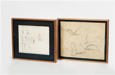 Zwei Entwurfszeichnungen der Werkstätten Hagenauer, Wien, - Jugendstil and 20th Century Arts and Crafts