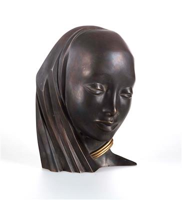 “Inderin”, a female head, model no. 4722, Werkstätten Hagenauer, Vienna - Jugendstil and 20th Century Arts and Crafts