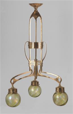 A large art nouveau chandelier with lampshades by Johann Lötz Witwe, Klostermühle, 1902 - Secese a umění 20. století