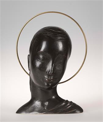 Halbplastik einer weiblichen Heiligen, Werkstätten Hagenauer, Wien - Jugendstil und Kunsthandwerk des 20. Jahrhunderts