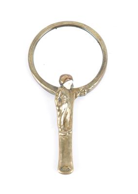 Peter Tereszczuk, a brass hand mirror with boy’s figure, Vienna, c. 1900 - Jugendstil e arte applicata del XX secolo