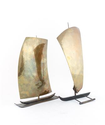 A sail boat and a catamaran; sail boat by Richard Rohac, c. 1951 - Jugendstil e arte applicata del XX secolo