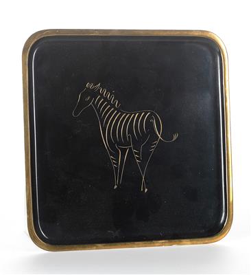 Tablett mit Darstellung eines Zebras, Werkstätten Hagenauer, Wien - Jugendstil und Kunsthandwerk des 20. Jahrhunderts