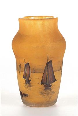 A vase with sail boats, Daum, Nancy, 1905/14 - Secese a umění 20. století