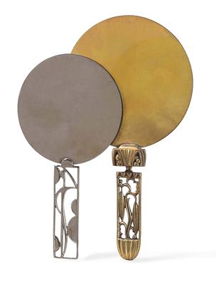 Two hand mirrors (brass hand mirror by Karl Hagenauer), Werkstätten Hagenauer, Vienna - Secese a umění 20. století