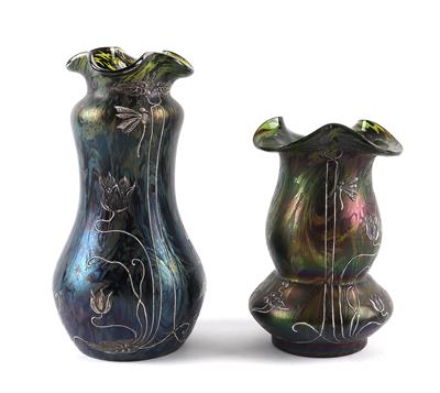 Zwei Vasen mit Seerosendekor und Libellen, Wilhelm Kralik, Sohn, Eleonorenhain, 1900-1905 - Jugendstil and 20th Century Arts and Crafts