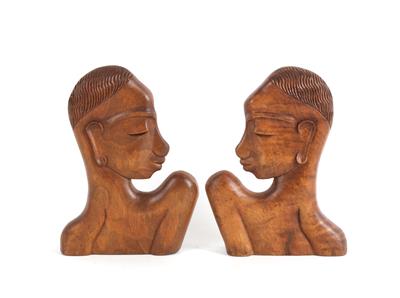 Paar Buchstützen mit afrikanischen Büsten - Jugendstil e arte applicata del XX secolo