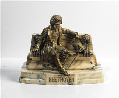 T. Curts (Österreich 1895-1929), Beethoven auf einer Steinbank sitzend, Österreich, um 1920 - Jugendstil e arte applicata del XX secolo