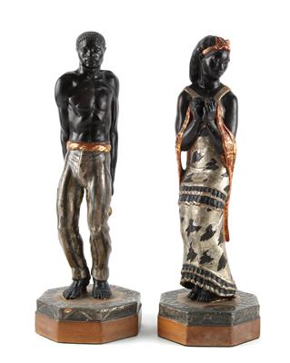 Nubisches Figurenpaar, vermutlich Frankreich, um 1925 - Jugendstil und Kunsthandwerk des 20. Jahrhunderts
