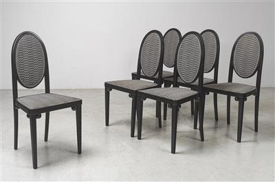 Gustav Siegel, sechs Stühle, Modellnummer: 415, Entwurf: um 1905, Katalog Kohn, von 1906, spätere Ausführungen - Jugendstil e arte applicata del XX secolo
