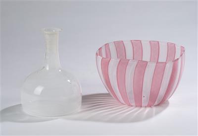 Vase und Schale "Mezza filigrana", Venini, Murano, Ausführung der Vase, 1982 - Jugendstil e arte applicata del XX secolo