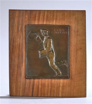 Bronzeplakette "Extra-Ausgabe", S. Ehrentheil, 1915 - Jugendstil and 20th Century Arts and Crafts