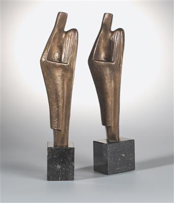 Jeanne de Dijn, Paar abstrakter Figuren (mit Harfe), Belgien, um 1960 - Jugendstil e arte applicata del XX secolo