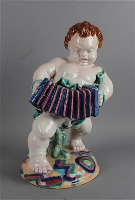 Leo Miller, Putto mit Ziehharmonika (als Brunnenfigur), Modellnummer: 298, Radstädter Kunstkeramik - Jugendstil and 20th Century Arts and Crafts