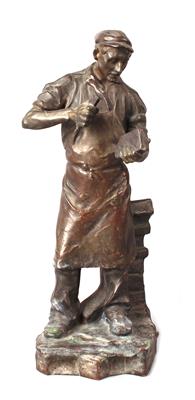 Bronzefigur: Schmied, Entwurf: um 1900/1920 - Kleinode des Jugendstils und angewandte Kunst des 20. Jahrhunderts