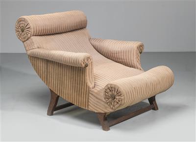 Adolf Loos, "Knieschwimmer"-Fauteuil, Variante verwendet u. a. für die Wohnung Arthur und Leonie Friedmann, Wien, 1906/07; - Jugendstil e arte applicata del XX secolo