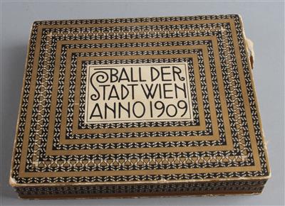 Ballspende "Ball der Stadt Wien 1909" mit Tanzbuch und Stift im Originalkarton - Kleinode des Jugendstils und angewandte Kunst des 20. Jahrhunderts