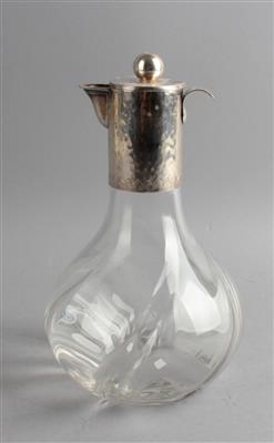 Wein- bzw. Wasserkaraffe mit Silbermontierung im Art Déco Stil, um 1920 - Jugendstil e arte applicata del XX secolo