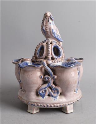 Aufsatz mit fünf Vasen und einem Vogel, wohl Gmunden Schule Schleiss - Jugendstil e arte applicata del XX secolo