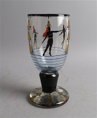 Gefußter Pokal, Dekor: in der Art von Maria Vera Brunner-Frieberger, um 1917, wohl Johann Oertel  &  Co., Haida - Secese a umění 20. století