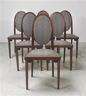 Gustav Siegel, sechs Stühle, Modellnummer: 415, Entwurf: um 1905, Katalog Kohn von 1906, spätere Ausführungen - Kleinode des Jugendstils und angewandte Kunst des 20. Jahrhunderts