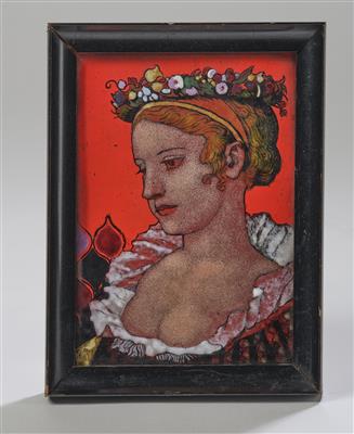 Emaillebild mit Frauenbüste im Profil, um 1930 - Jugendstil e arte applicata del XX secolo