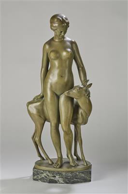 Matthias Bechtold (Deutschland, 1886-1940), Frauenakt mit Reh, um 1920 - Kleinode des Jugendstils und angewandte Kunst des 20. Jahrhunderts