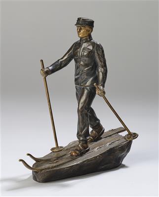 Ruffino Besserdich (1858-1915), Bronzefigur eines Skiläufers, Österreich um 1900 - Jugendstil and 20th Century Arts and Crafts