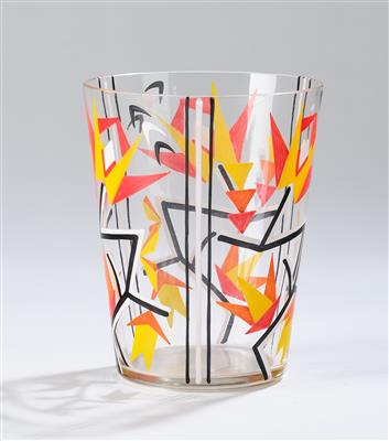 Vase mit geometrischer Emaillebemalung, wohl Johann Oertel  &  Co., Haida - Jugendstil and 20th Century Arts and Crafts