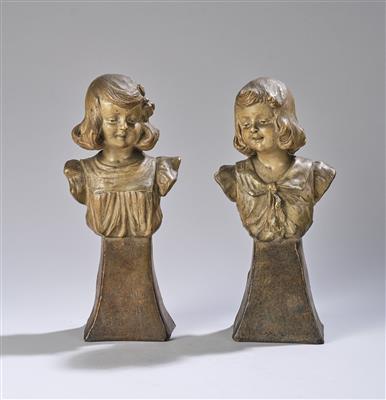 Paar Mädchenbüsten, Modellnummern: 288 und 289, Wien, um 1900 - Secese a umění 20. století