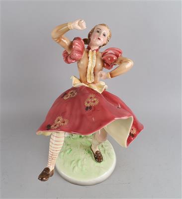 Tanzendes Mädchen, Modellnummer: 8781, Wiener Manufaktur Friedrich Schuster, vormals Friedrich Goldscheider, ab 1941 - Kleinode des Jugendstils & Angewandte Kunst des 20. Jahrhunderts
