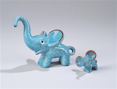 Walter Bosse, Elefant und Elefantenbaby, Staatliche Majolika-Manufaktur, Karlsruhe - Kleinode des Jugendstils & Angewandte Kunst des 20. Jahrhunderts