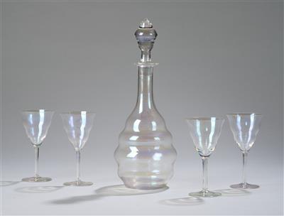 Josef Hoffmann, fünfteiliges Glasservice, Entwurf: um 1925, Ausführung: J.  &  L. Lobmeyr, Wien - Secese a umění 20. století