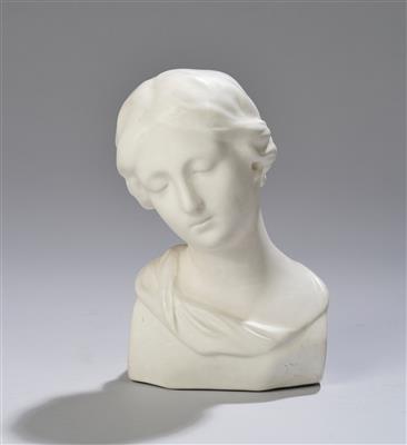 Büste einer jungen Frau, Modellnummer: 2021, Wiener Manufaktur Friedrich Goldscheider, bis 1917 - Secese a umění 20. století