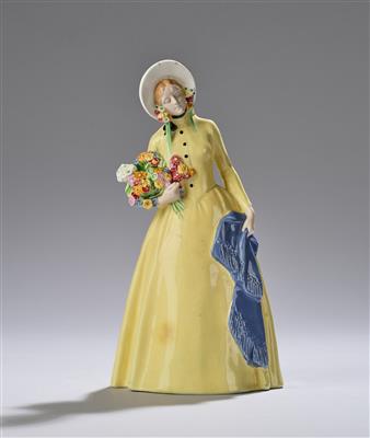 Johanna Meier-Michel, kleine Jahreszeitenfigur "Frühling", Modellnummer: 1370, Entwurf: um 1912/14, Ausführung: Wiener Kunstkeramische Werkstätte (WKKW) - Kleinode des Jugendstils und angewandte Kunst des 20. Jahrhunderts