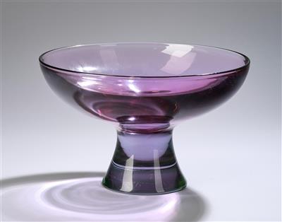 Livio Seguso (geb. 1930 Murano), große Fußschale aus grün-violettem Glas, Murano - Secese a umění 20. století