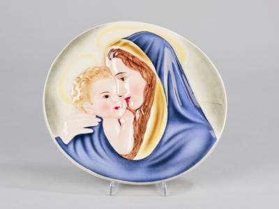 Carl Perl (1876-1965), ovales Madonnenrelief, Modellnummer: 1460, Firma Keramos, Wien, ab ca. 1950 - Jugendstil and 20th Century Arts and Crafts