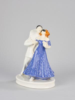 Julius Feldmann, Figurengruppe: 'Pierrot und Pierette', Entwurf: um 1911/12, Ausführung: Gmundner Keramik, Keramische Werkstätte F. u. E. Schleiss, bis 1913 - Jugendstil e arte applicata del XX secolo