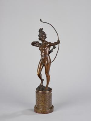 Spiro Schwatenberg (Deutschland, 1898-1922), Bronzefigur: bogenschießende Diana, Deutschland, um 1910/20 - Jugendstil e arte applicata del XX secolo